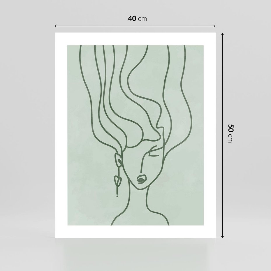 Plakat bez ramy 40x50 - Spokojne Objęcia Natury - abstrakcja, zielony szkic