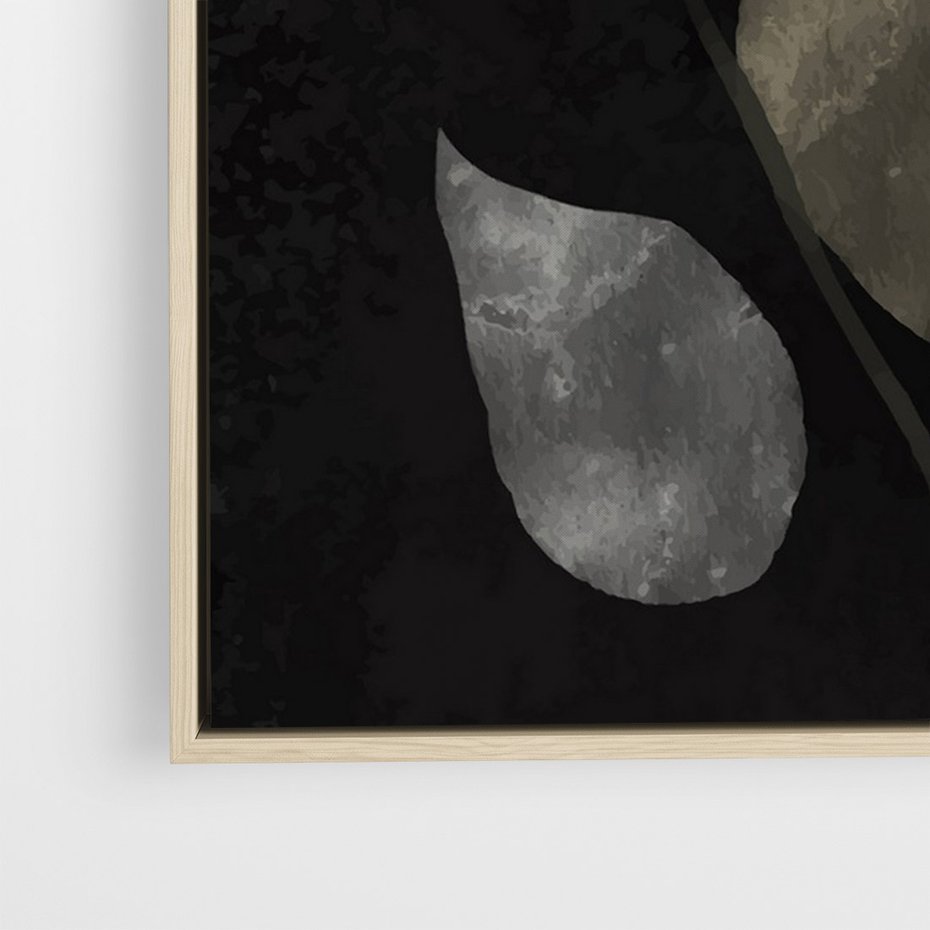 Obraz w ramie 50x70 - Mroczne Złudzenia - abstrakcyjne liście, mroczna atmosfera - rama drewno