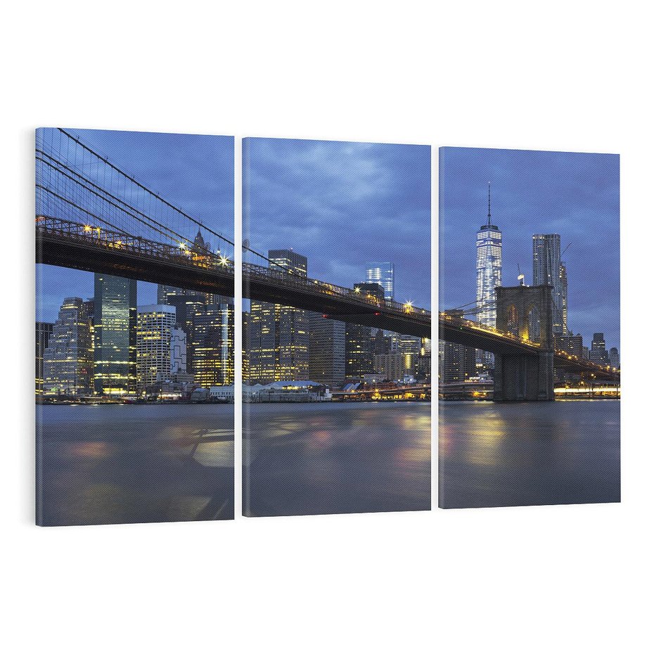 Obraz na płótnie 120x80 - Mosty Manhattanu nocą - most, Nowy Jork