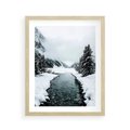 Plakat w ramie 40x50 - Zimowa Przyroda: Rzeka, Góry i Śnieg - zima, rzeka - rama drewno