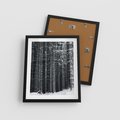 Plakat w ramie 40x50 - Leśna Cisza: Malowniczy Pejzaż Zimą - las zimą, ośnieżone pnie drzew - rama czarna