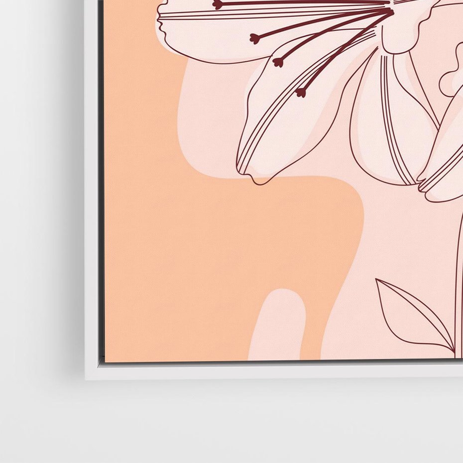 Obraz w ramie 50x50 - Kwiatowa Harmonia - minimalistyczny plakat, pudrowe kwiaty - rama biała