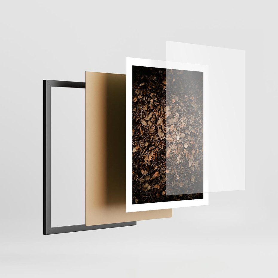 Plakat w ramie 50x70 - Brązowe Liście w Scenerii - suche liście jesień brąz - rama czarna