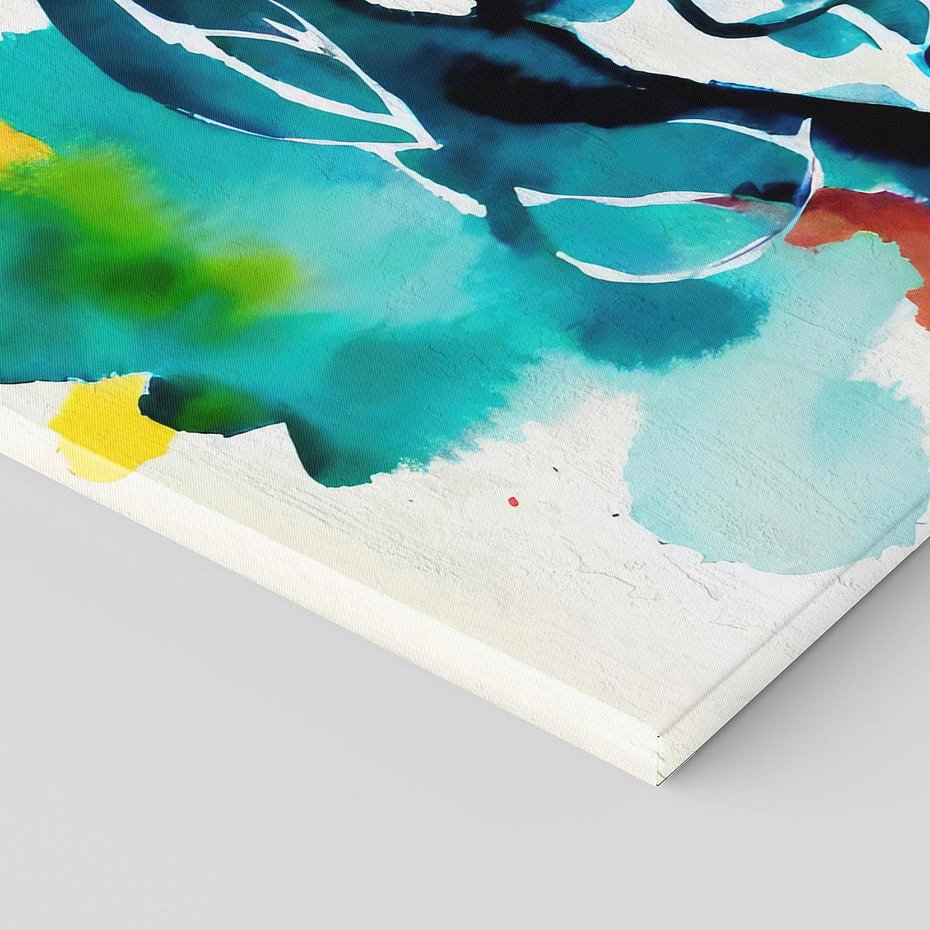 Obraz na płótnie 150x50 - Abstrakcyjna ekstaza barw - abstrakcyjny portret kobiety, szkic czarną kreską