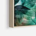Obraz w ramie 80x80 - Zieleń Tropików - tropikalne zielone liście palmy, monstera - rama drewno
