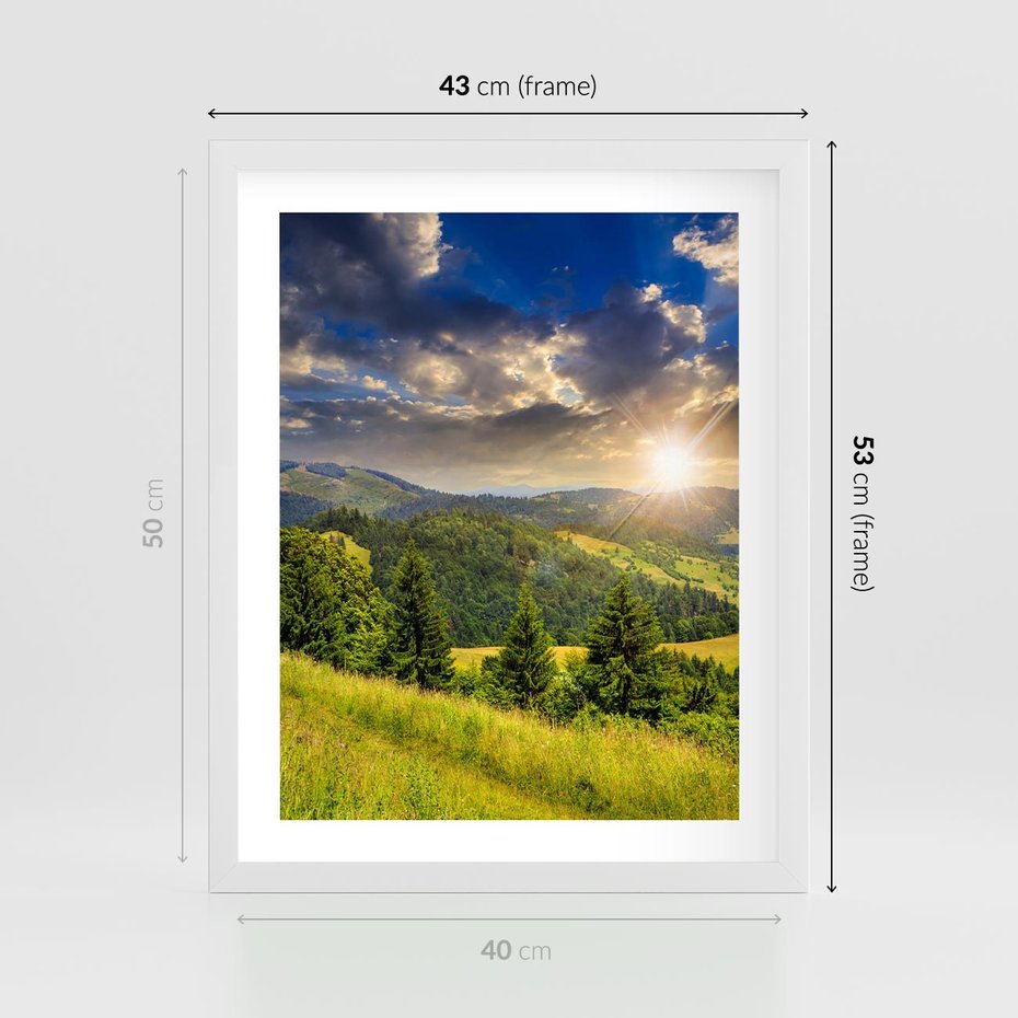 Plakat w ramie 40x50 - Pejzaż w perspektywie - pejzaż, perspektywa - rama biała