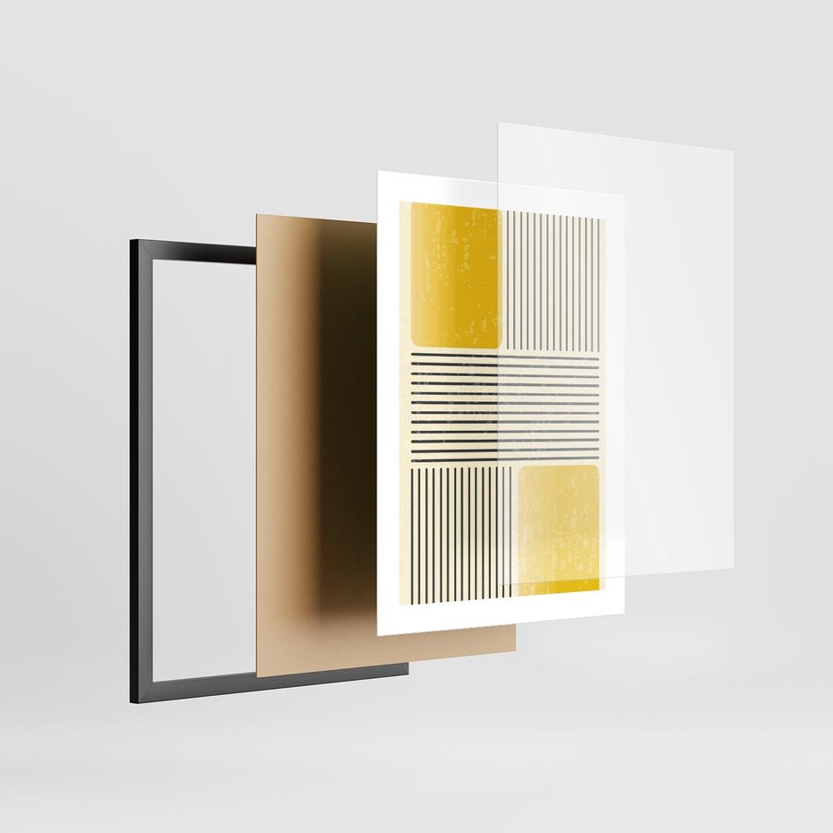 Plakat w ramie 30x40 - Geometria w Ruchu - geometria, proste linie - rama czarna