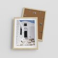 Plakat w ramie 30x40 - Santorini - Grecja błękitem malowana - Santorini, Grecja - rama drewno