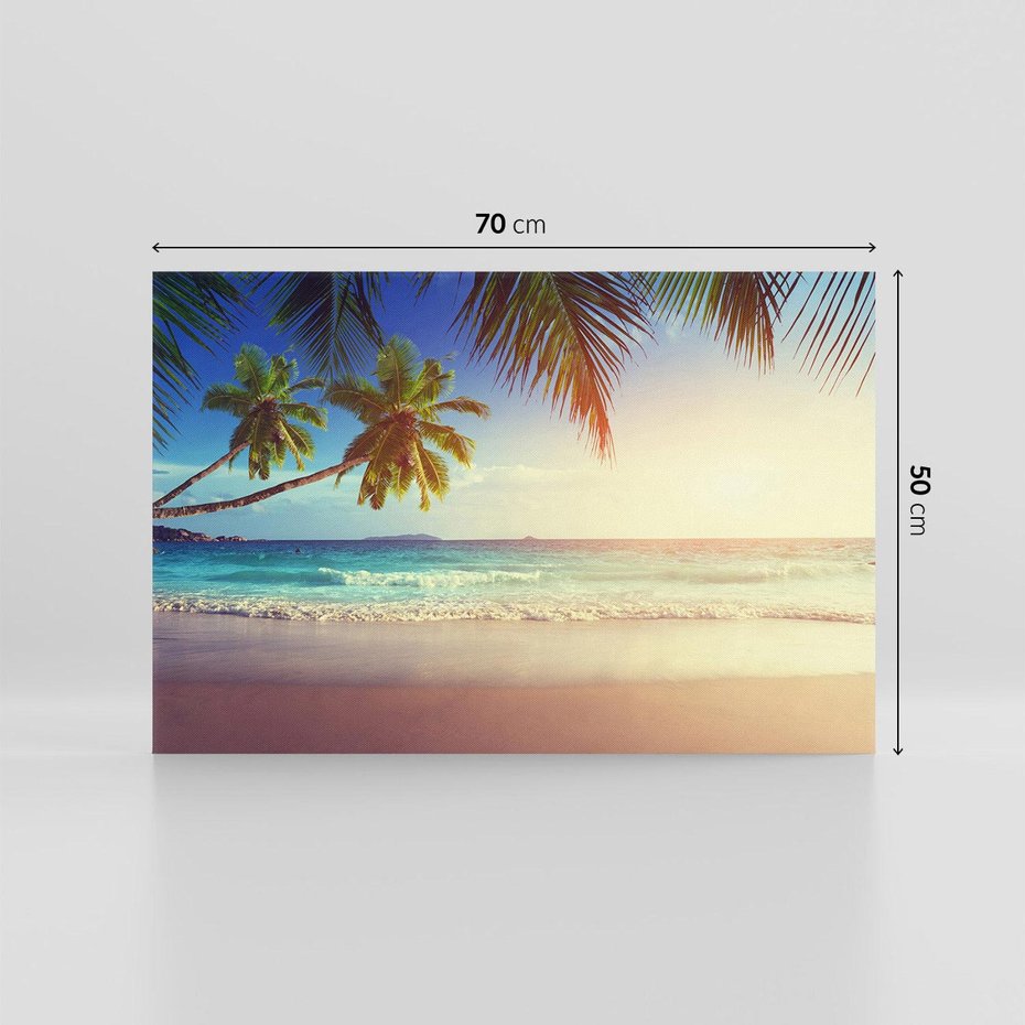 Obraz na płótnie 70x50 - Rajska plaża na Seszelach - Seszele, plaża