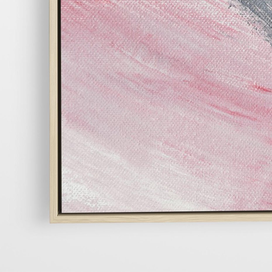 Obraz w ramie 70x50 - Kontrastujący Ruch Emocji - abstrakcyjne pasy farby, kolory róż szary czarny - rama drewno