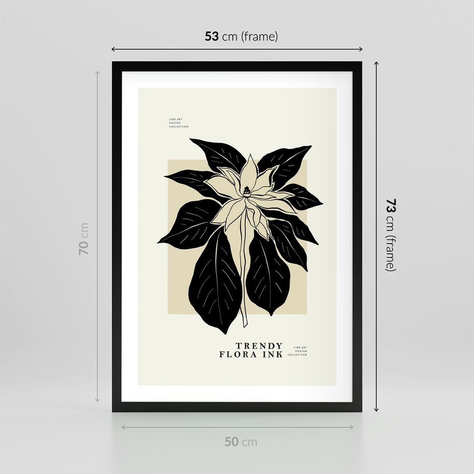 Plakat w ramie 50x70 - Melancholia przerywanych linii - wiaty, typografia - rama czarna