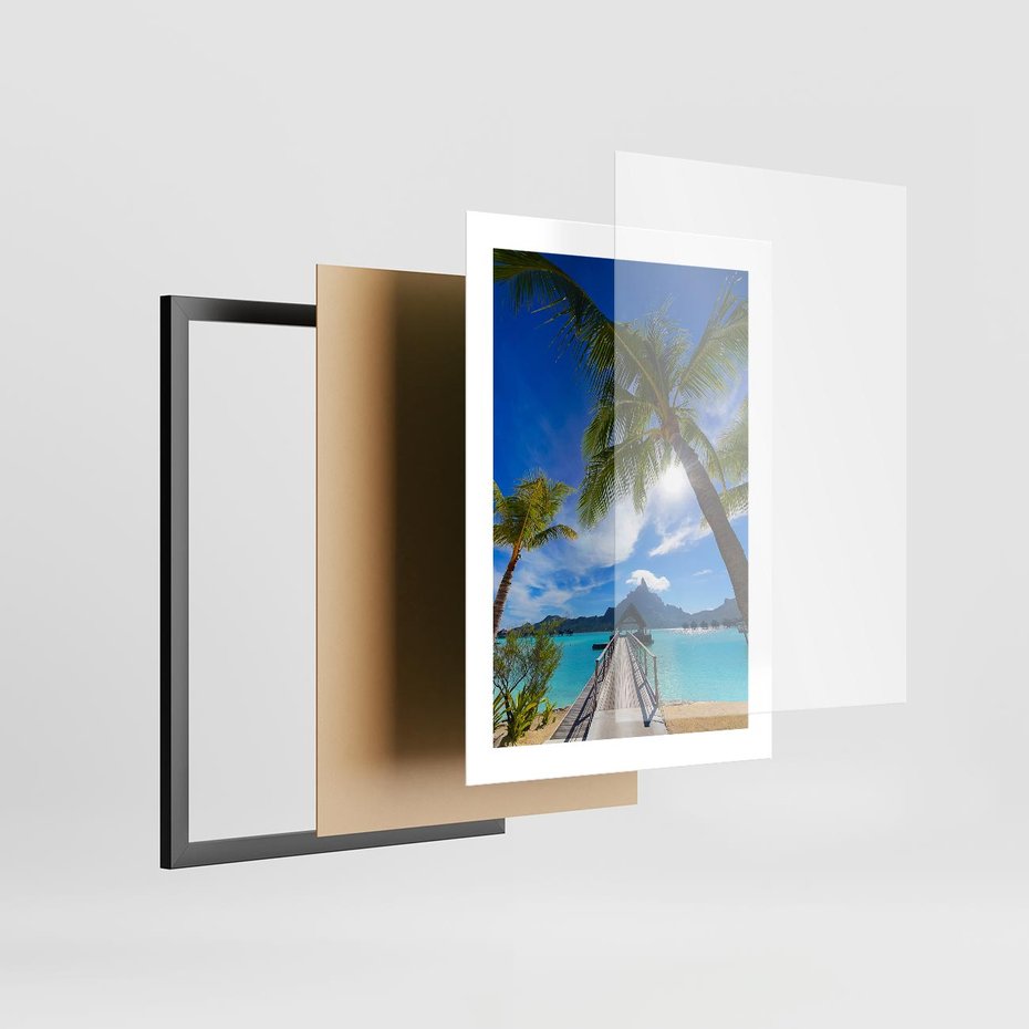 Plakat w ramie 30x40 - Tropikalne palmy nad oceanem - palmy, ocean - rama czarna