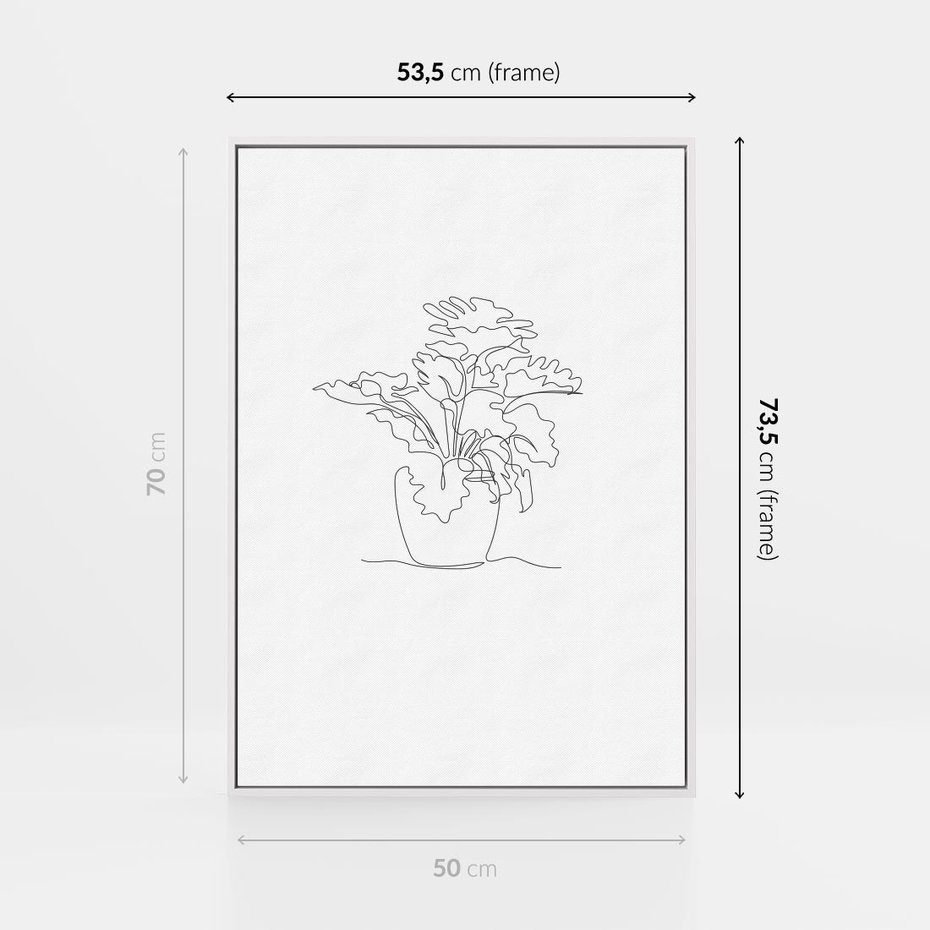 Obraz w ramie 50x70 - Rozkwitające Formy - szkic, minimalizm - rama biała