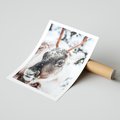 Plakat bez ramy 30x40 - Renifer w Zimowej Krainie - renifer, zima