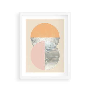 Plakat w ramie 50x70 - Migotliwe Wzory - geometryczne kształty, koła - rama biała