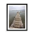 Plakat w ramie 50x70 - Jeziorne Refleksje - pomost, jezioro - rama czarna