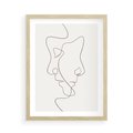 Plakat w ramie 50x70 - Jedna Linia, Dwie Twarze - minimalistyczny plakat, dwie twarze - rama drewno