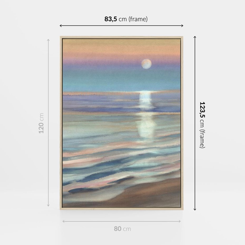 Obraz w ramie 80x120 - Witraże roziskrzonych myśli - akwarela, zamglony wschód słońca - rama drewno