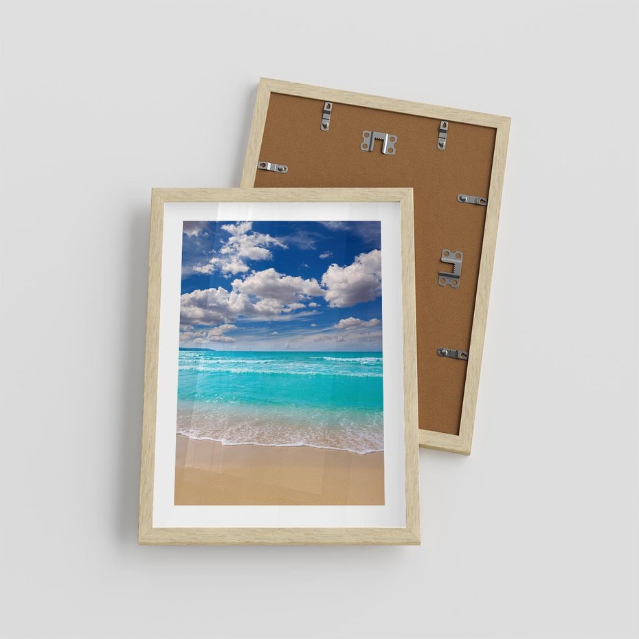 Plakat w ramie 30x40 - Idylliczna plaża nad morzem - plaża, morze - rama drewno