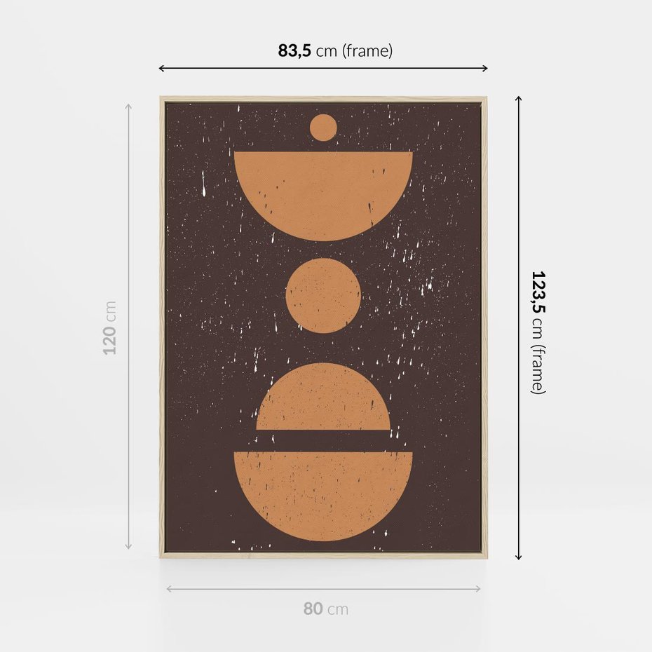 Obraz w ramie 80x120 - Impulsy Przestrzeni - mid century styl, nowoczesna grafika - rama drewno