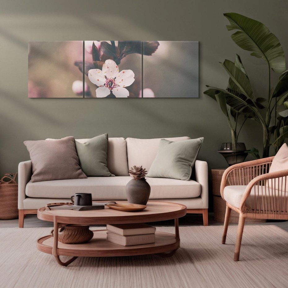 Obraz na płótnie 120x40 - Przemijający Urok - kwitnąca, wiśnia