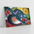 Obraz na płótnie 70x50 - "Dwa koty, niebieski i żółty" (1912) Franz Marc - Reprodukcja - reprodukcja, obraz na płótnie