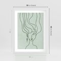 Plakat w ramie 30x40 - Spokojne Objęcia Natury - abstrakcja, zielony szkic - rama biała