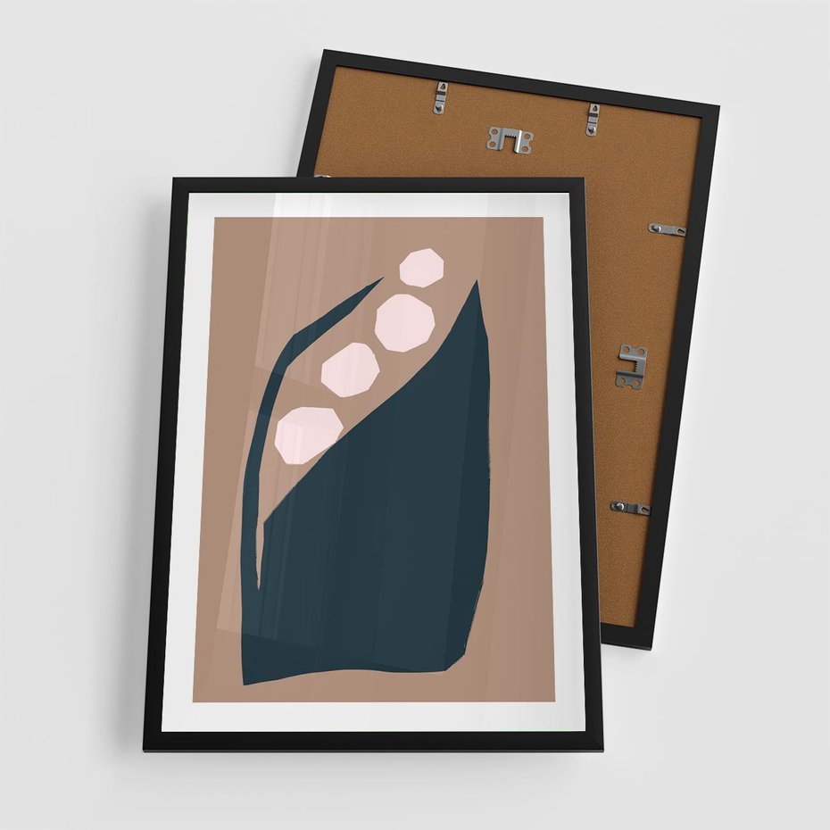 Plakat w ramie 50x70 - Wnętrza Boho Serca - abstrakcyjny obraz, plakat - rama czarna