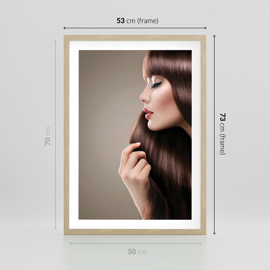 Plakat w ramie 50x70 - Piękno fryzury - włosy, fryzura - rama drewno