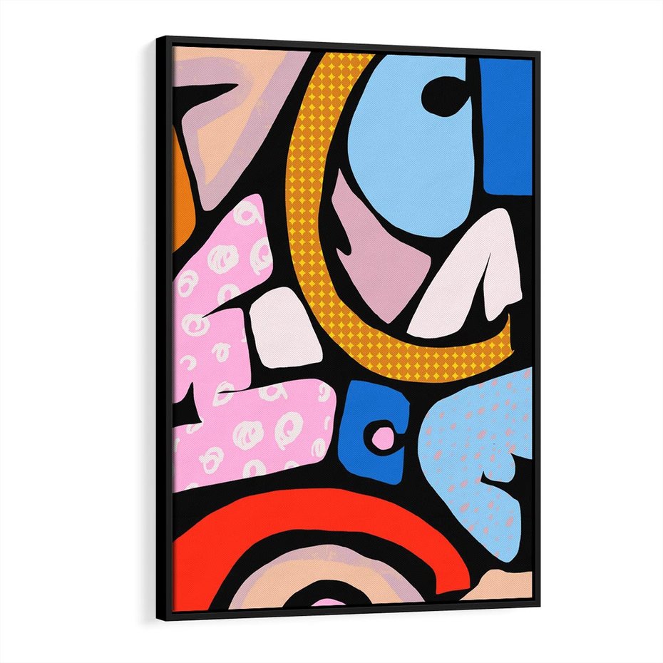 Obraz w ramie 70x100 - Kolory Komiksu - abstrakcyjne formy, komiksowy styl - rama czarna