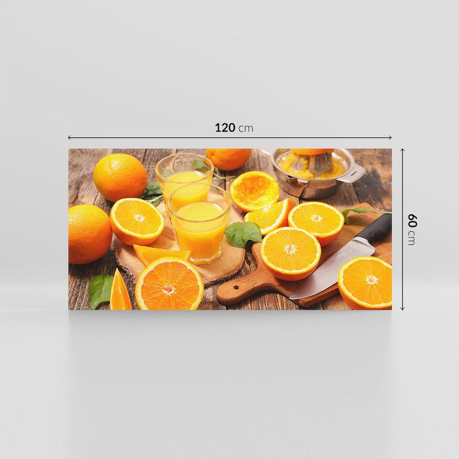 Obraz na płótnie 120x60 - Soczyste pomarańcze i soki - pomarańcze, soki