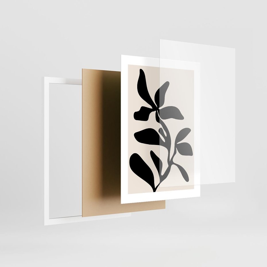 Plakat w ramie 30x40 - Wibracje Akwarelowych Ścieżek - abstrakcyjny minimalistyczna kwiat, czarno biały plakat - rama biała