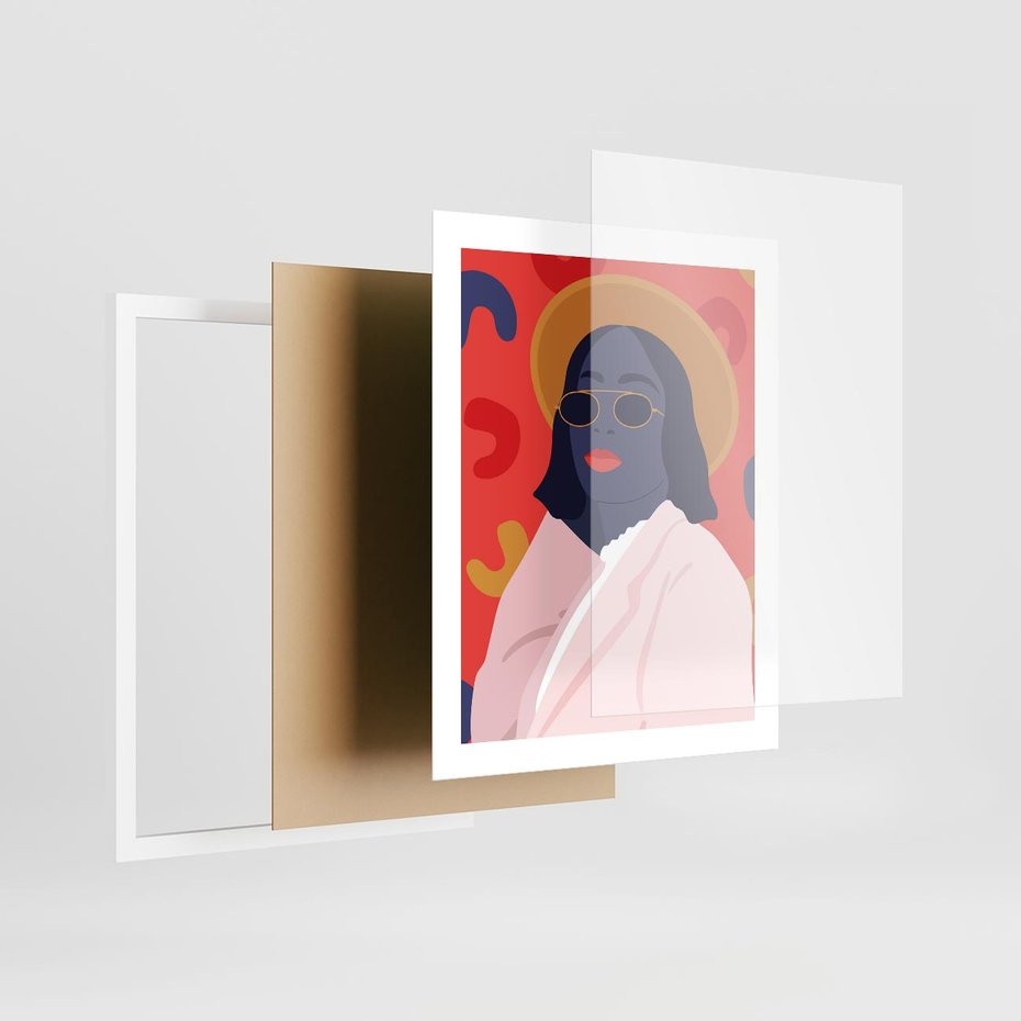 Plakat w ramie 40x50 - Kobieca Przenikliwość - nowoczesny plakat, styl retro - rama biała