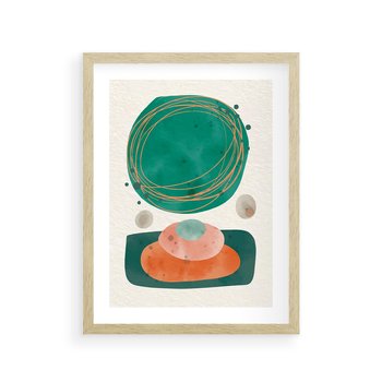 Plakat w ramie 40x50 - Rozmyte Granice - abstrakcyjne plamy, zielony - rama drewno