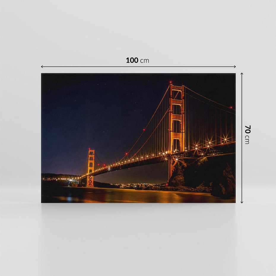 Obraz na płótnie 100x70 - Golden Gate nocą - USA - Golden Gate, noc