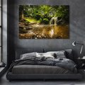 Obraz na płótnie 100x70 - Magia wodospadu w lesie - wodospad, las