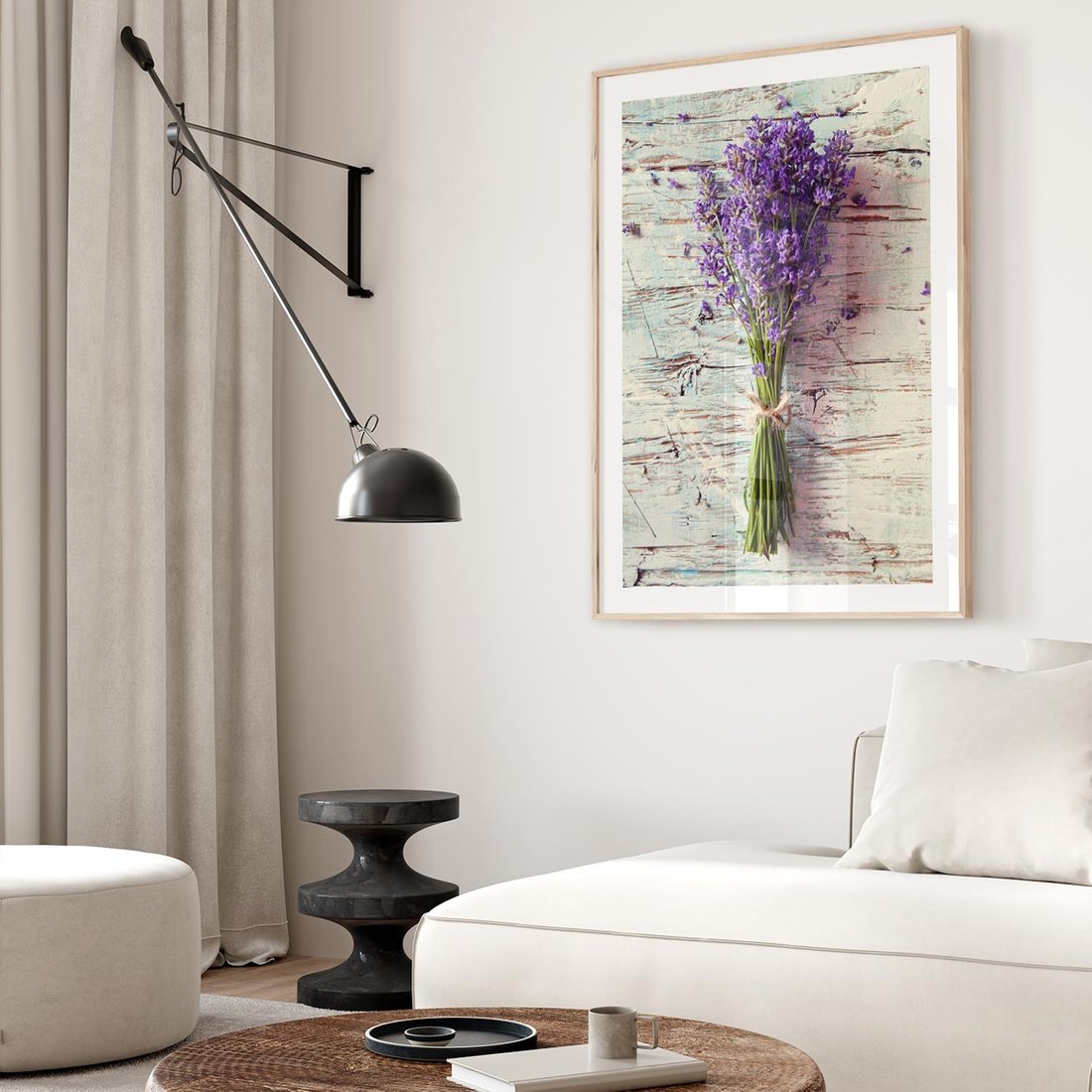 Plakat w ramie 50x70 - Kwiatowy bukiet pełen piękna - bukiet, kwiaty - rama drewno