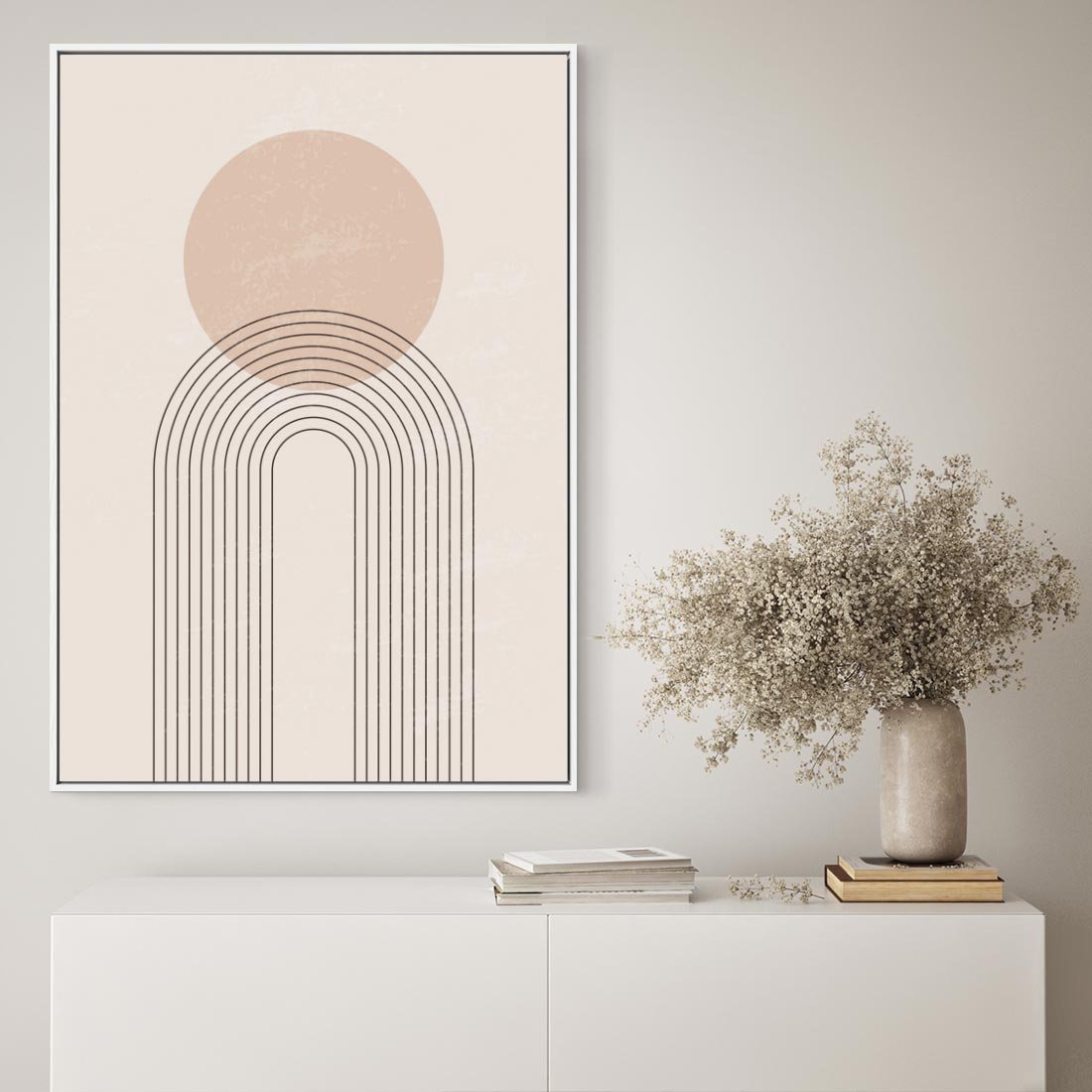 Obraz w ramie 80x120 - Konturem Zdefiniowane - boho plakat, minimalizm - rama biała