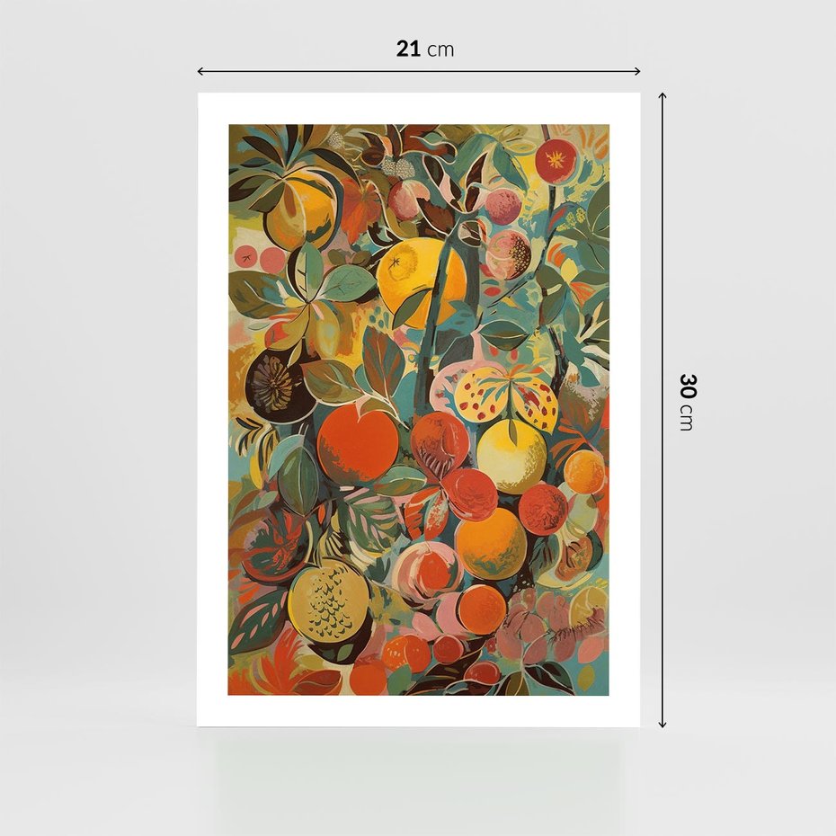 Plakat bez ramy 21x30 - Księga Surrealnych Wyobrażeń - abstrakcyjny obraz owoców, jak picasso