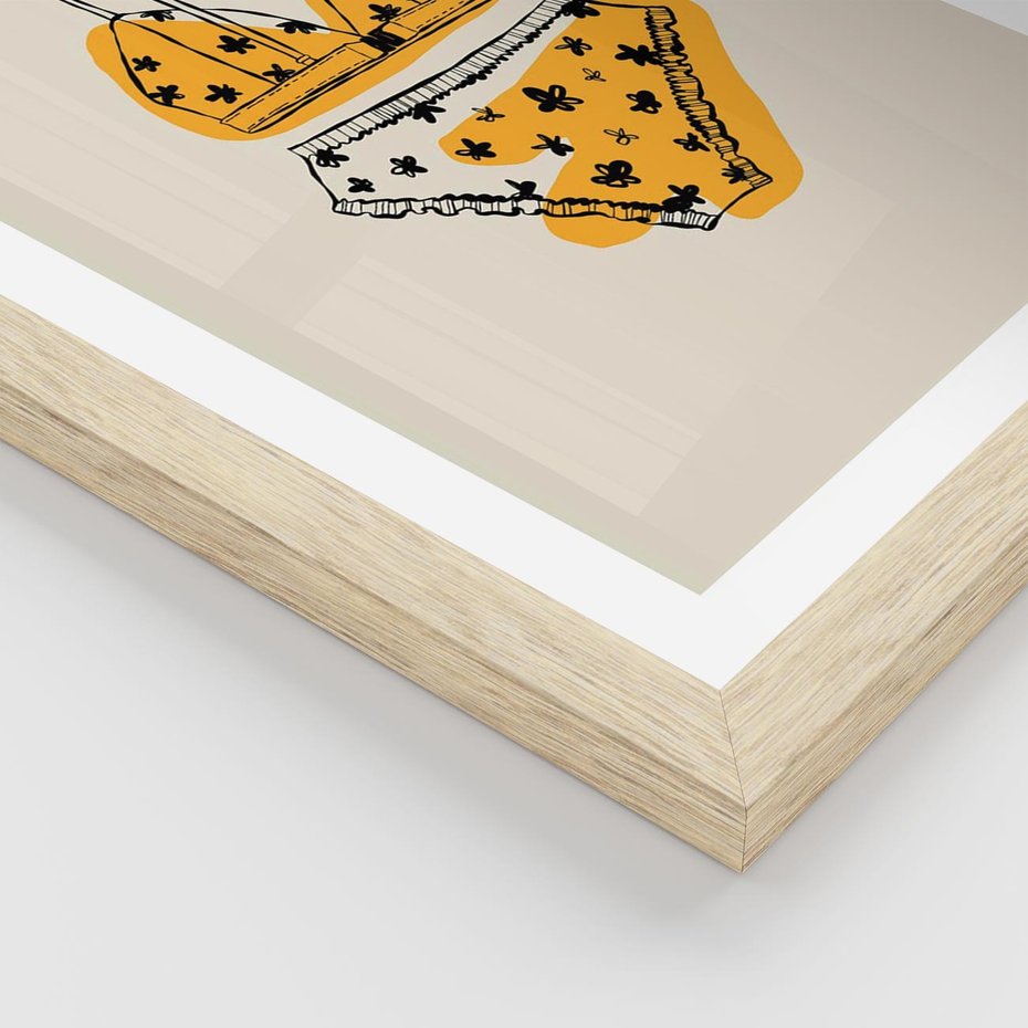 Plakat w ramie 30x40 - Minimalistyczny Szkic Bielizny - minimalistyczna grafika, szkic bielizny - rama drewno