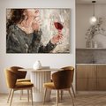 Obraz w ramie 70x50 - Esencja - kobieta wino obraz impresonizm olej na płótnie - rama drewno