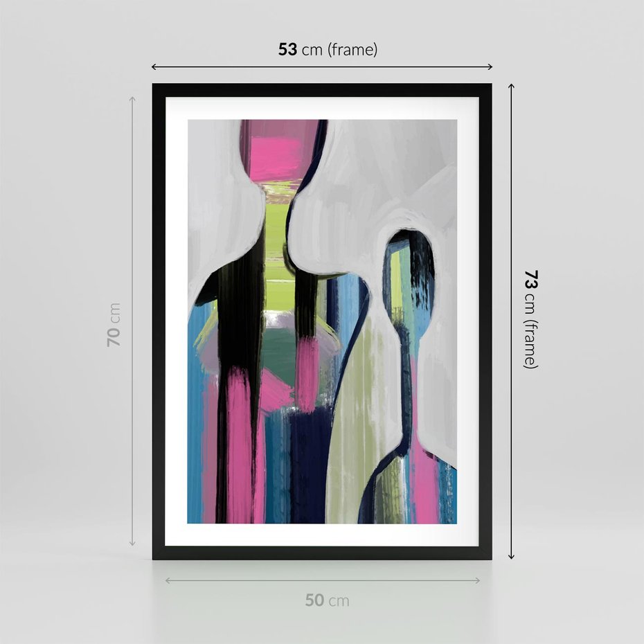 Plakat w ramie 50x70 - Wnętrza Kształtów - abstrakcyjna sztuka, nowoczesny obraz - rama czarna