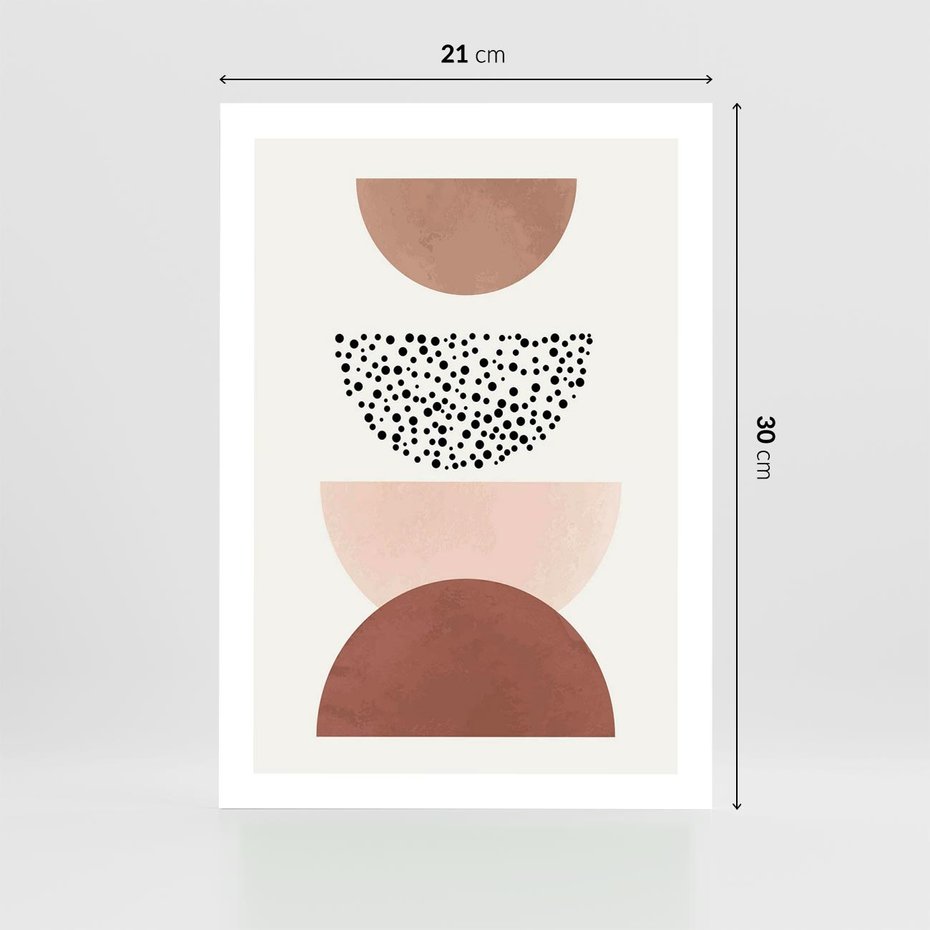 Plakat bez ramy 21x30 - Geometryczna Harmonia w Brązach i Beżach - geometryczne kształty, brązy i beże