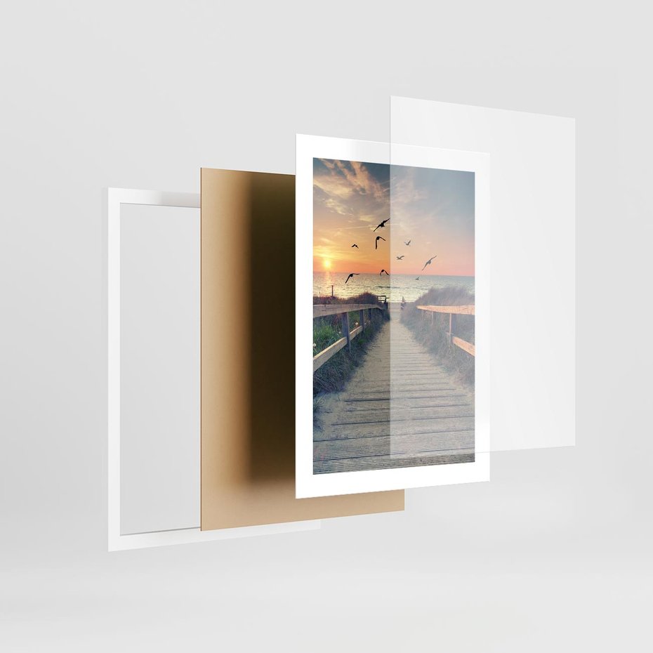 Plakat w ramie 30x40 - Sielanka nad brzegiem - plaża, pomost - rama biała
