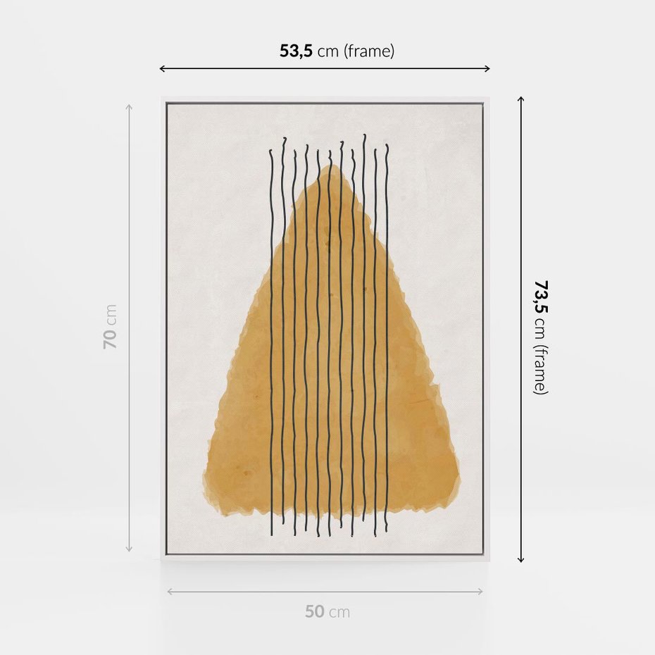 Obraz w ramie 50x70 - Migocące Impulsy - abstrakcyjna akwarelowa plama, nieregularne kreski - rama biała