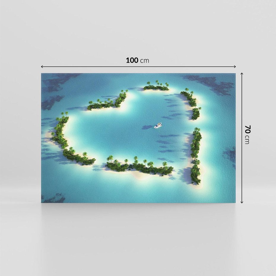 Obraz na płótnie 100x70 - Idylliczna wyspa: serce morza - wyspa, serce