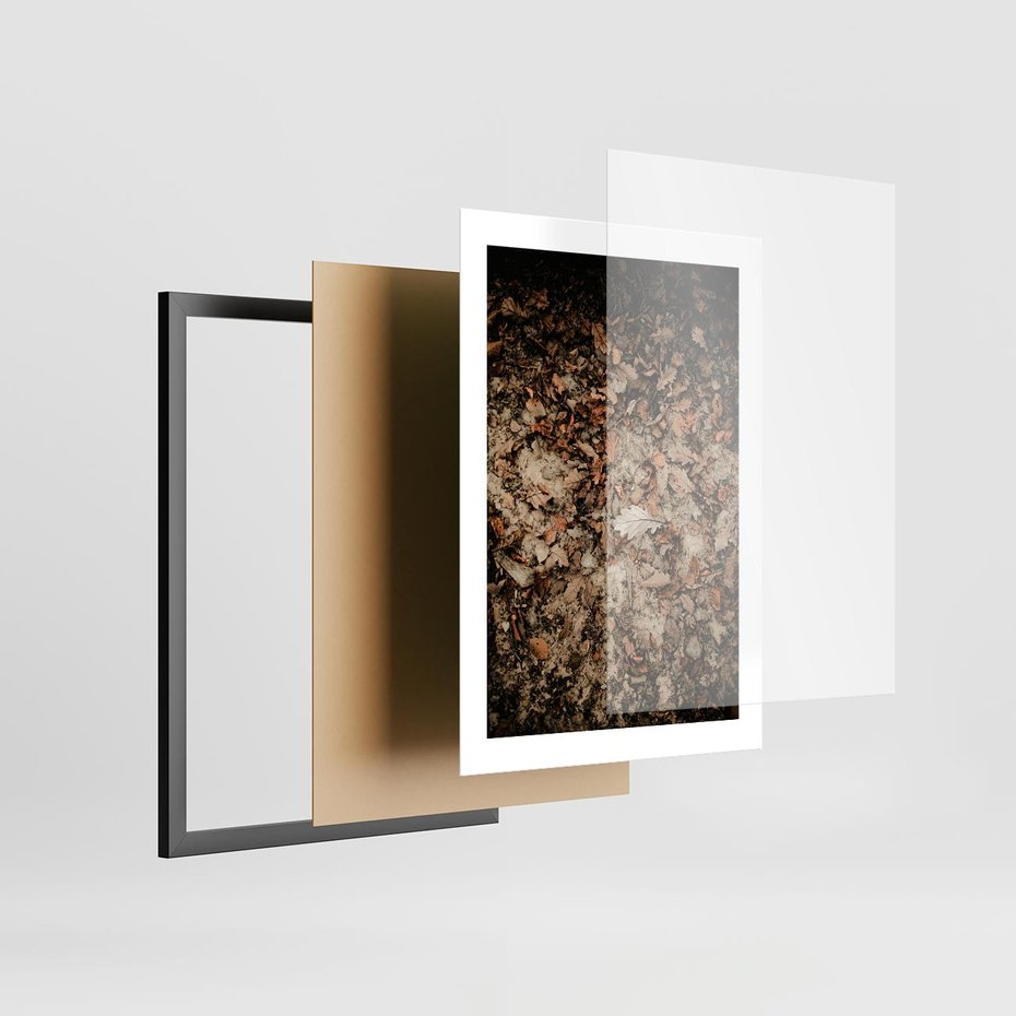 Plakat w ramie 30x40 - Suchość Liści w Brązowych Tonach - suche liście jesień brąz - rama czarna