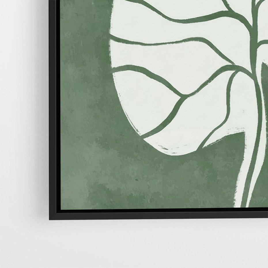 Obraz w ramie 50x70 - Migotliwe Wnętrze Zieleni - zielony plakat, roślinne motywy - rama czarna