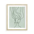 Plakat w ramie 40x50 - Spokojne Objęcia Natury - abstrakcja, zielony szkic - rama drewno