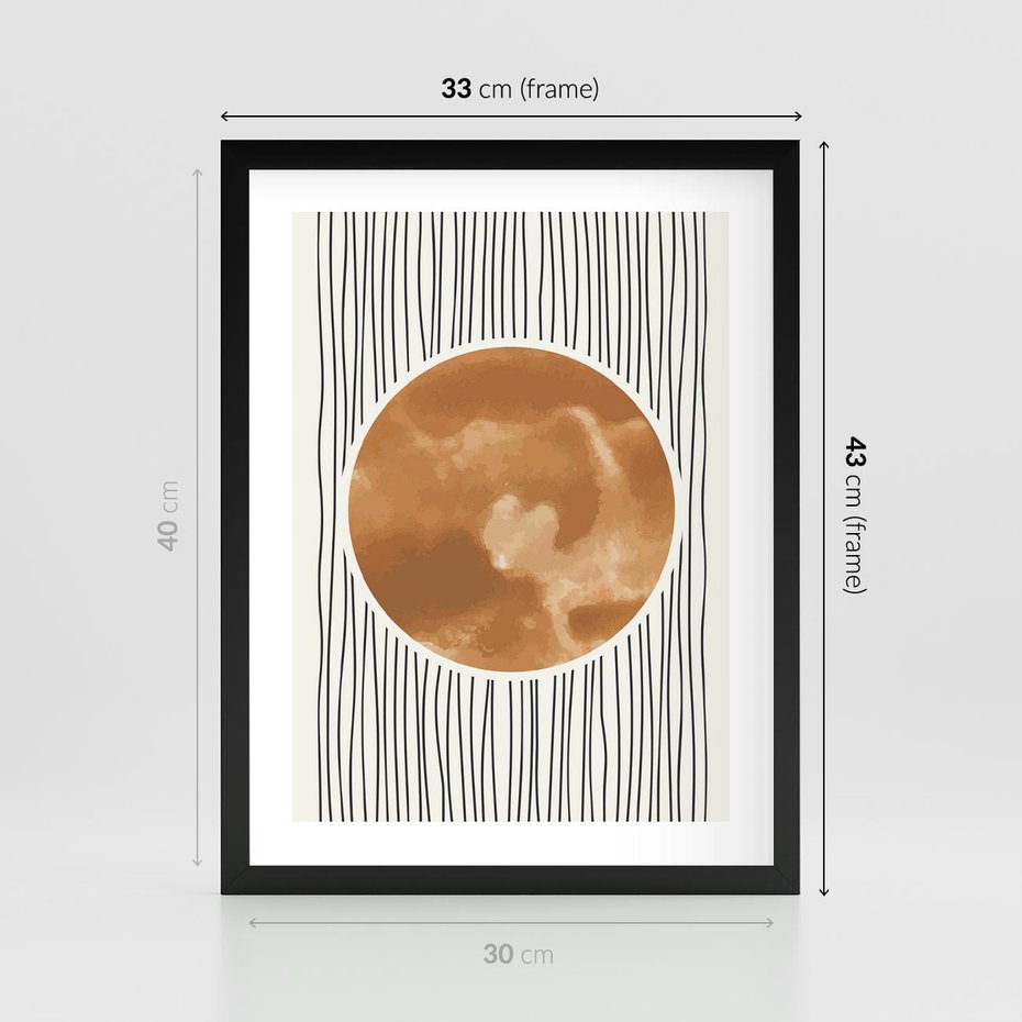 Plakat w ramie 30x40 - Eteryczne Krągłe Echa - boho obraz, geometria - rama czarna